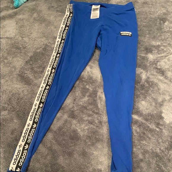 adidas Denim - adidas Blue Women's Jeggings with Black and White Logo Tape